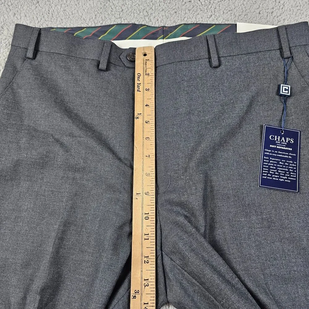 Chaps Ralph Lauren Dress Pants Mens 36x32* Gray Suit Separates Flat Front NWT